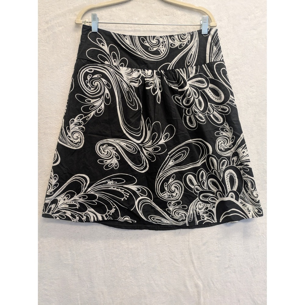 Downeast Basics Black White Swirl Print A Line Skirt Size S